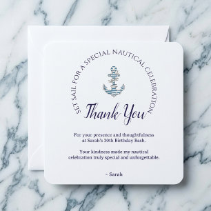 Nautical Striped Anchor Birthday Party  Thank You Card