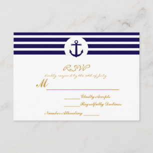 Nautical Striped Anchor RSVP Wedding Card