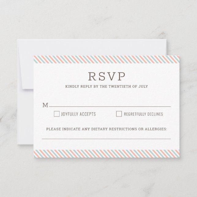 Nautical Striped Beach Wedding Reply Card (Front)