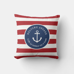 Nautical striped life is better on a boat pillow