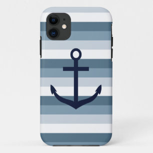 Nautical Stripes Anchor iPhone 11 Case