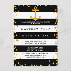 Nautical Stripes and Dots Couples Wedding Shower Invitation
