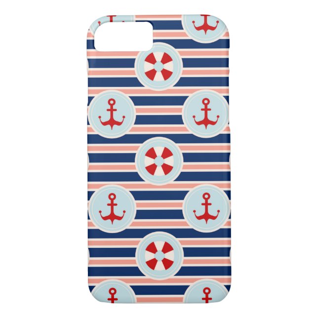 Nautical Stripes And Dots Pattern Case-Mate iPhone Case (Back)