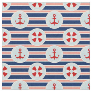 Nautical Stripes And Dots Pattern Fabric