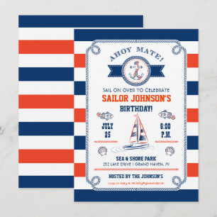 Nautical Stripes Birthday Invitation