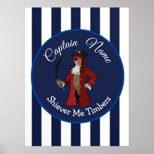 Nautical Stripes Boy Pirate Poster