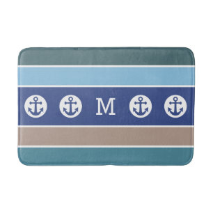 Nautical Stripes custom monogram bath mats