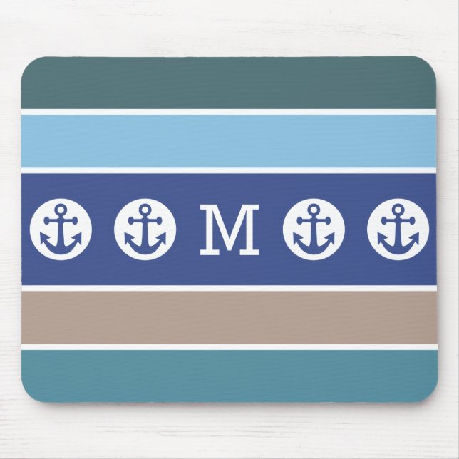 Nautical Stripes custom monogram mousepad (Front)