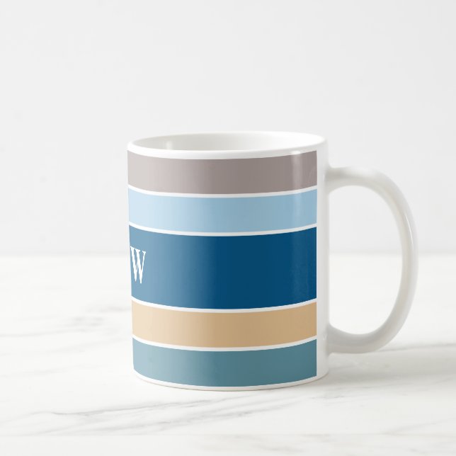 Nautical Stripes custom monogram mugs (Right)