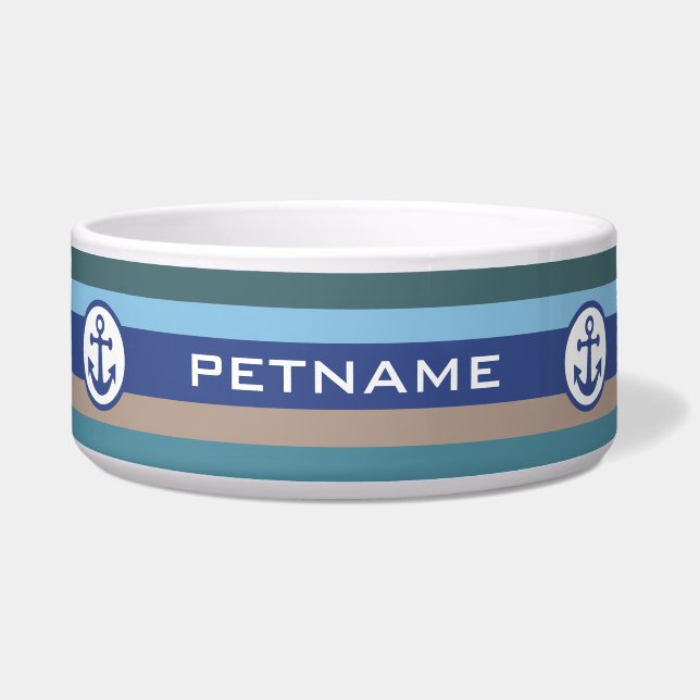 Nautical Stripes custom pet bowls (Front)