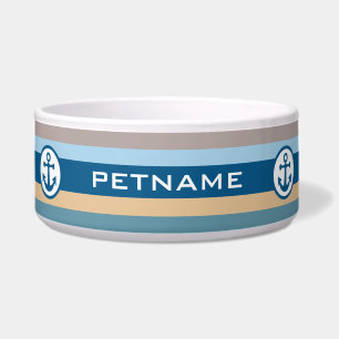 Nautical Stripes custom pet bowls