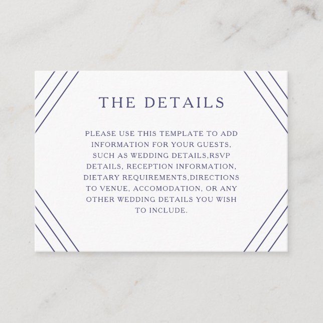 Nautical Stripes Gold Anchor Wedding Details Enclosure Card (Front)
