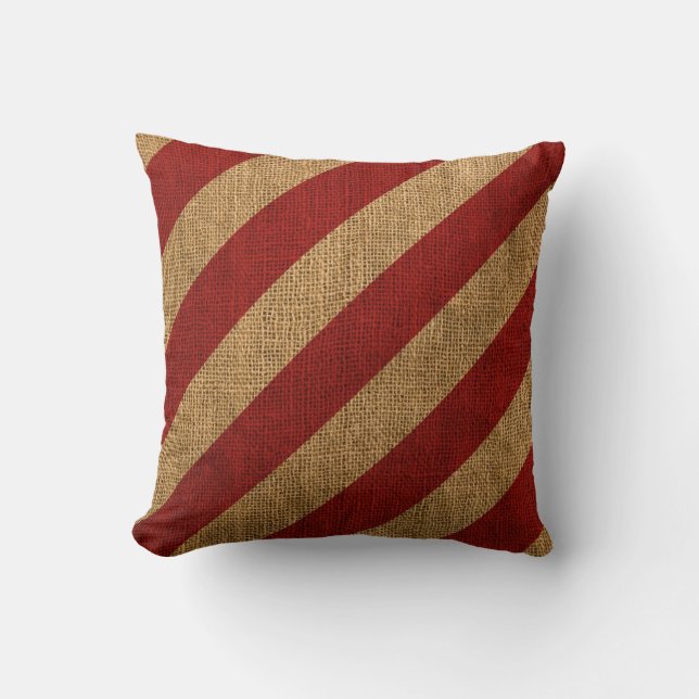 Nautical Stripes in Rustic Red Cushion (Front)