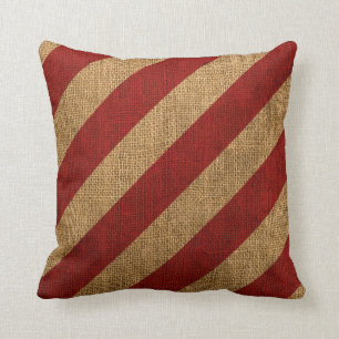 Nautical Stripes in Rustic Red Cushion