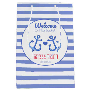 Nautical stripes & Navy Anchor Wedding Welcome Bag