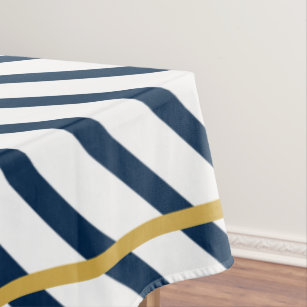 Nautical Stripes Navy and Gold Tablecloth