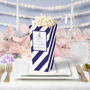 Nautical Stripes & Navy Blue Anchor Wedding Favour Box