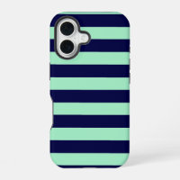 Nautical Stripes Navy Blue and Mint Green