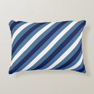 Nautical Stripes Navy Smokey Blue Crisp White Decorative Cushion