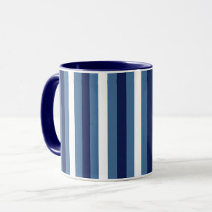 Nautical Stripes Navy Smokey Blue Crisp White  Mug