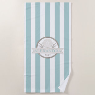 Nautical Stripes   Personalised Sand Dollar Logo Beach Towel