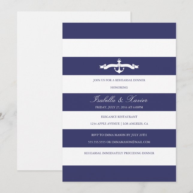 Nautical Stripes | Rehearsal Dinner Invitation (Front/Back)