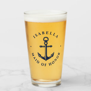 Nautical Style Anchor Maid of Honour Glass