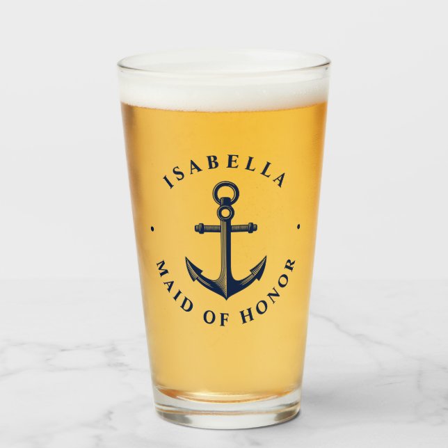 Nautical Style Anchor | Maid of Honour Glass (Front Filled)