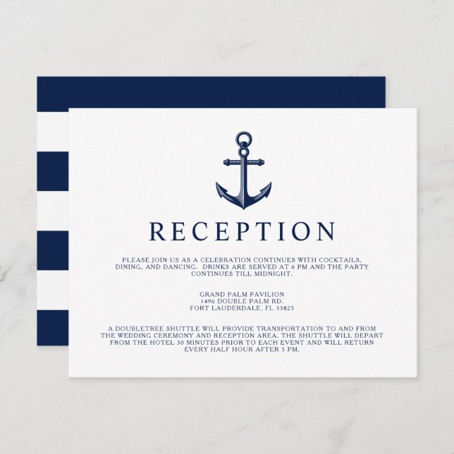 Nautical Style Anchor Reception Invitation (Front/Back)