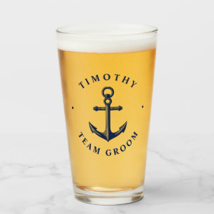 Nautical Style Anchor Team Groom Glass