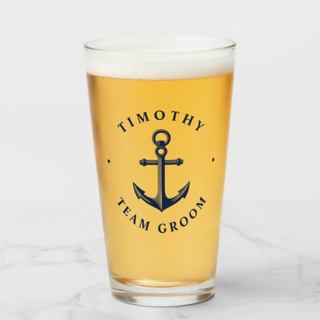 Nautical Style Anchor | Team Groom Glass (Front Filled)