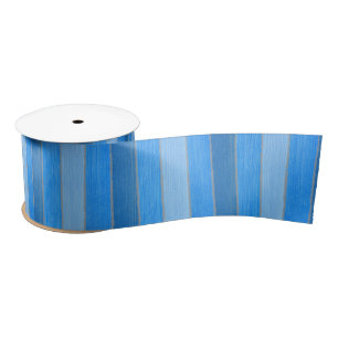 Nautical style blue painted wood satin ribbon