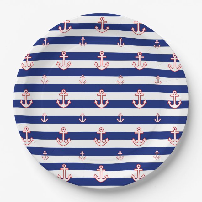 Nautical Style Decor Paper Plate (Front)