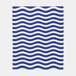 Nautical Style Wavy Stripes Decor Fleece Blanket
