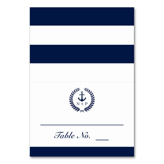 Nautical Style Wedding Table Escort Number (Front)