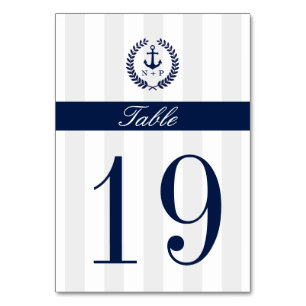 Nautical Style Wedding Table Number