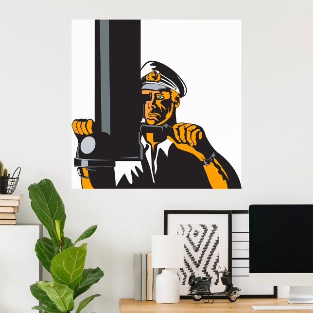 Nautical Submarine Captain Using Periscope  Poster (Creator Uploaded)