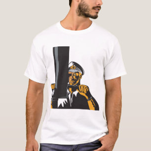 Nautical Submarine Captain Using Periscope  T-Shirt