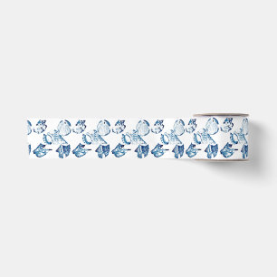 nautical summer beach chic coastal blue seashell satin ribbon