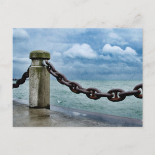 Nautical Summer Beach Front Blue Trendy Postcard