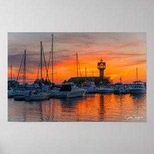 Nautical Sunset Harbor Vista Poster