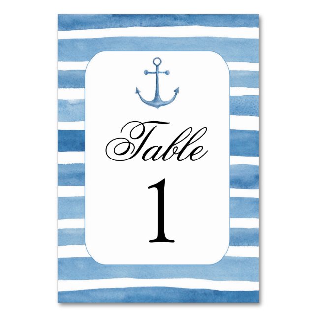 Nautical table number. Beach wedding. Blue numbers Number (Front)