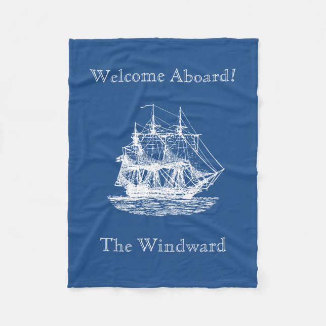 Nautical Tall Ship Sailing Pick Any Colour Fleece Blanket (Front)