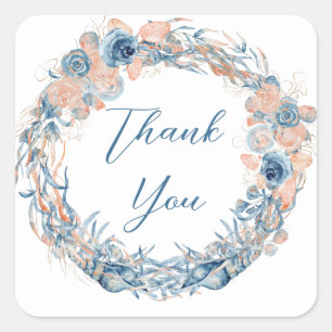 Nautical Teal Aqua Turquoise Blue Floral Anchor Sq Square Sticker