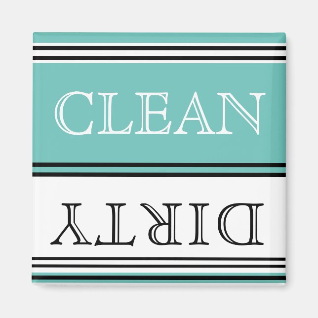 Nautical Teal Blue Dishwasher Dirty Clean  Magnet (Front)