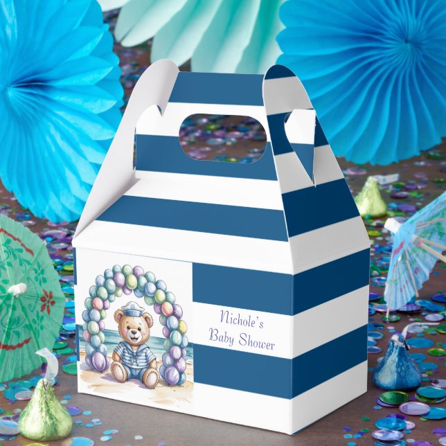 Nautical Teddy Bear Beach Boy Baby Shower Favour Box (Party)