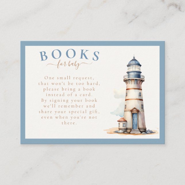 Nautical Teddy Bear Books For Baby Shower Enclosure Card (Front)