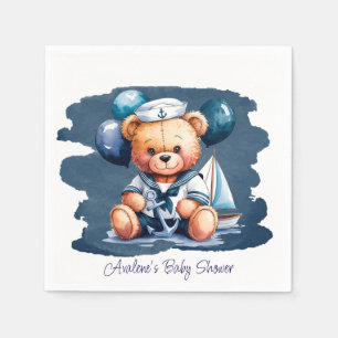 Nautical Teddy Bear Delight Boy Baby Shower Napkin