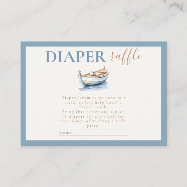 Nautical Teddy Bear Diaper Raffle Baby Shower Enclosure Card (Front)