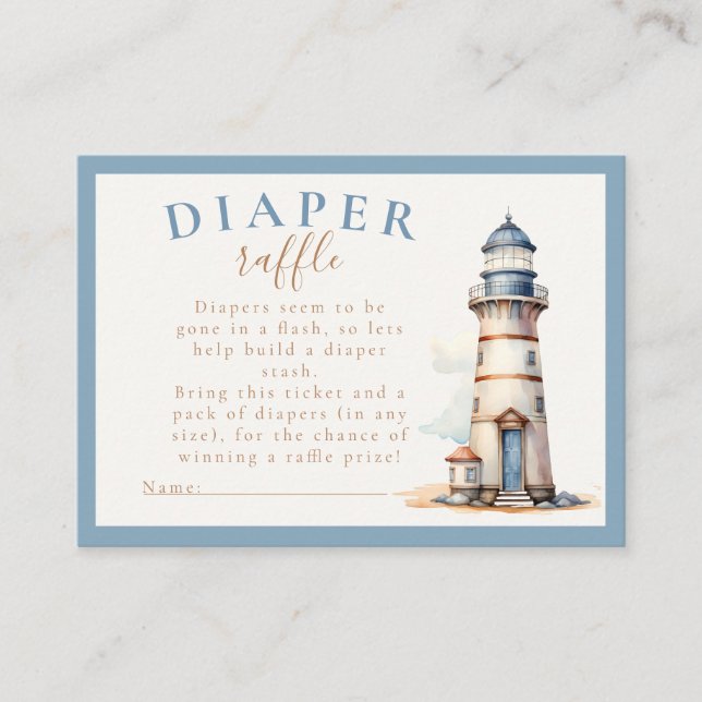 Nautical Teddy Bear Diaper Raffle Baby Shower Enclosure Card (Front)
